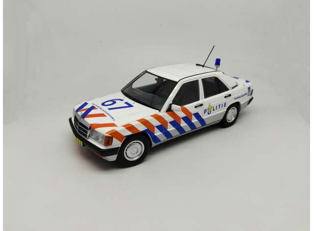 Mercedes-Benz 190 Politie 1993 Wit/Oranje/Blauw - 1:18